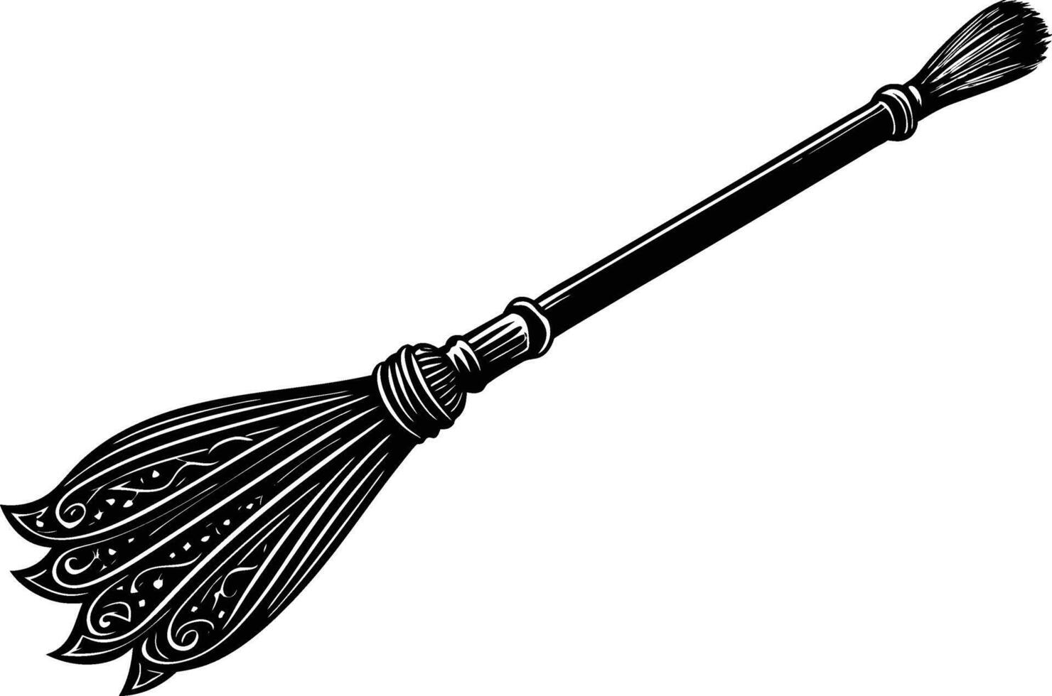 detailed witch broomstick art.eps vector