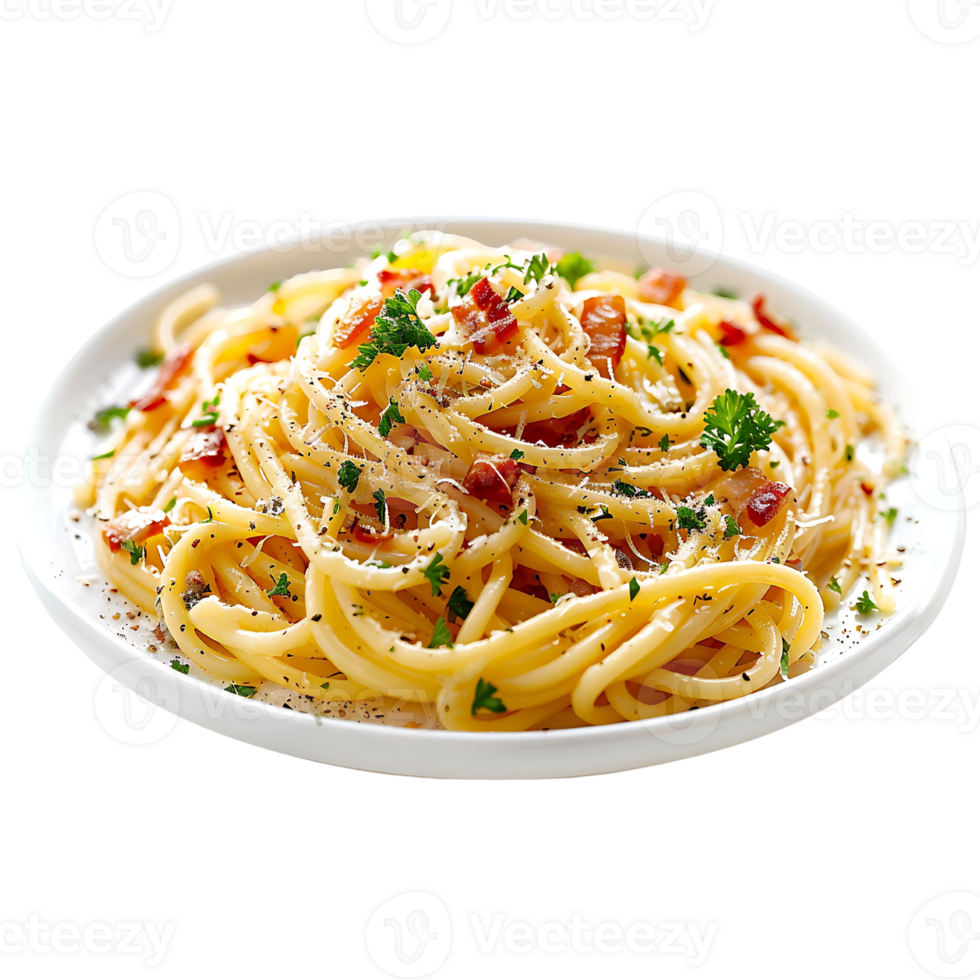 Spaghetti carbonara isolated on transparent background png