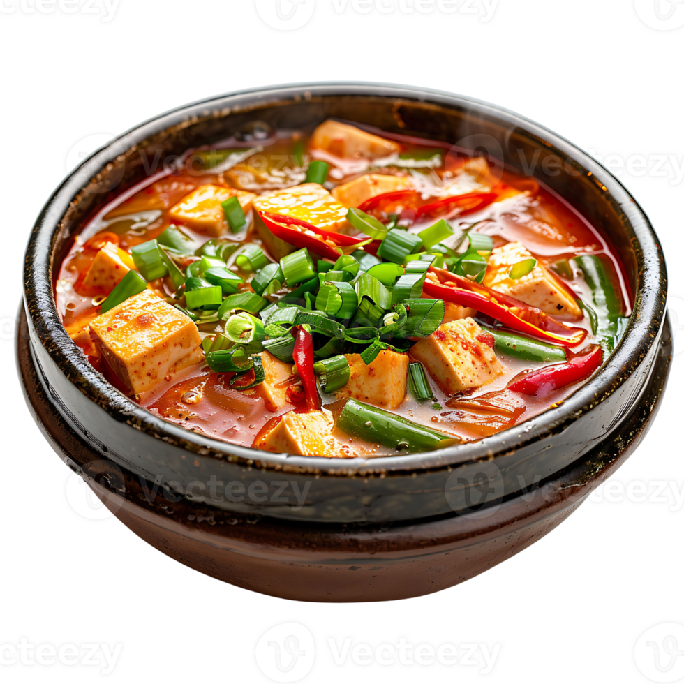 Sundubu jjigae tofu stew isolated on transparent background png