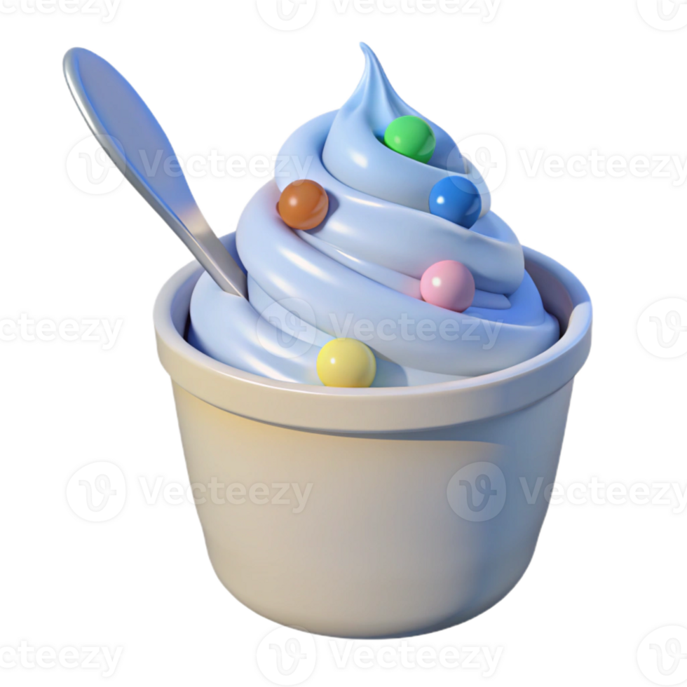 Frozen Dessert with Colorful Toppings in a Cup png