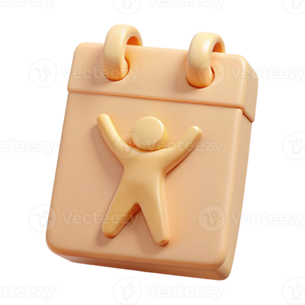 3D Render of a Calendar Icon with a Happy Person Symbol png
