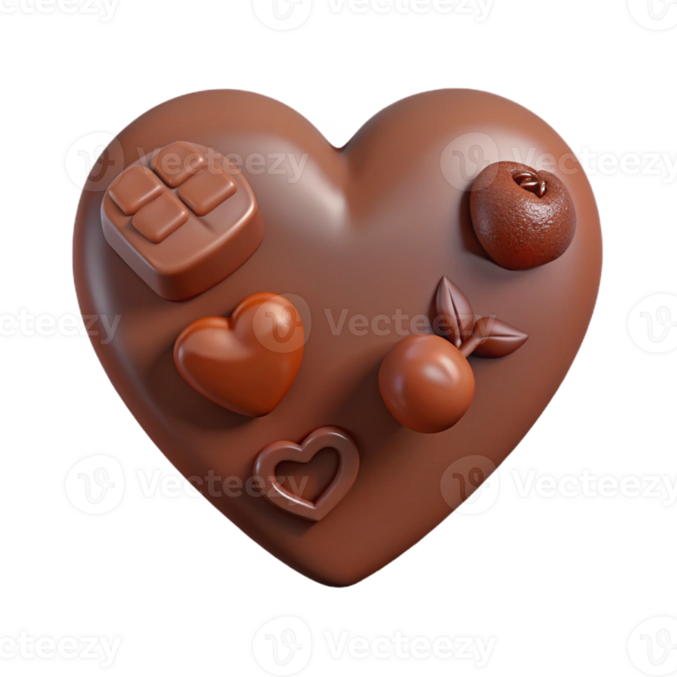 Chocolate Heart with Assorted Shapes png