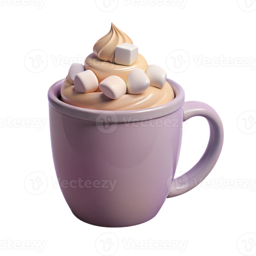 Purple Mug of Whipped Cream with Marshmallows png