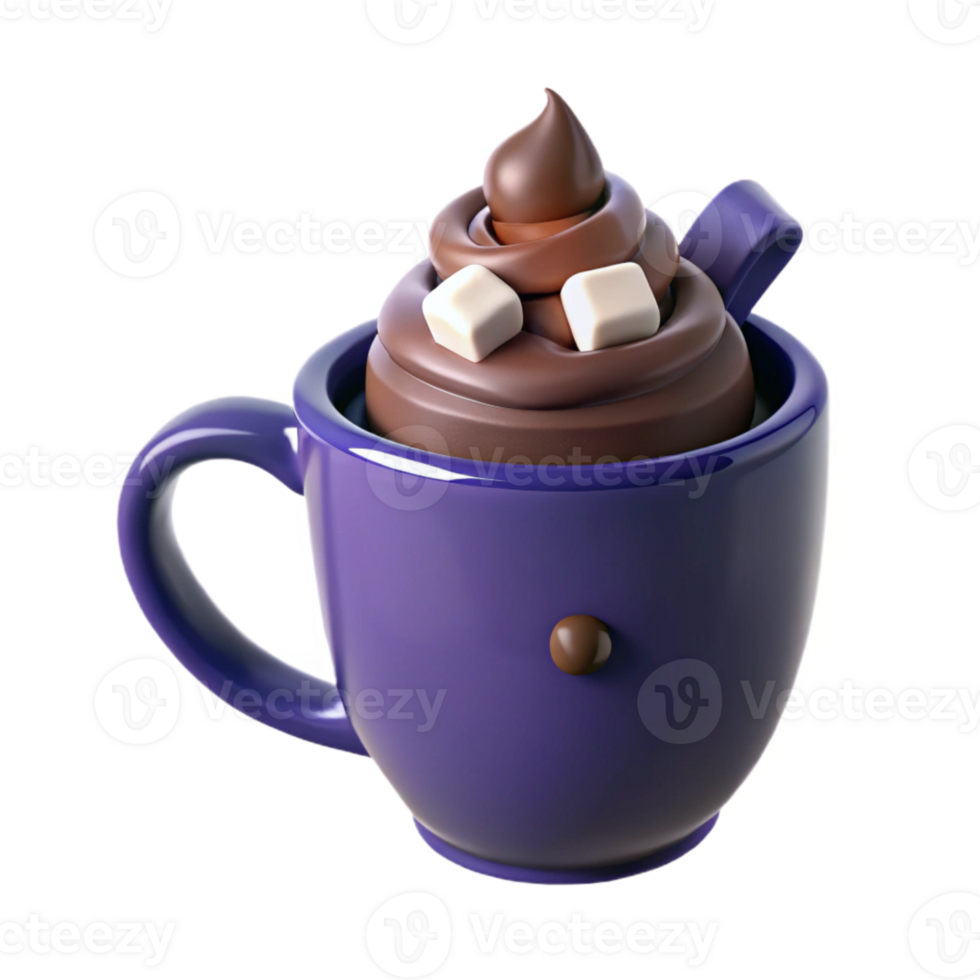 Purple Mug with Whipped Cream and Marshmallows png