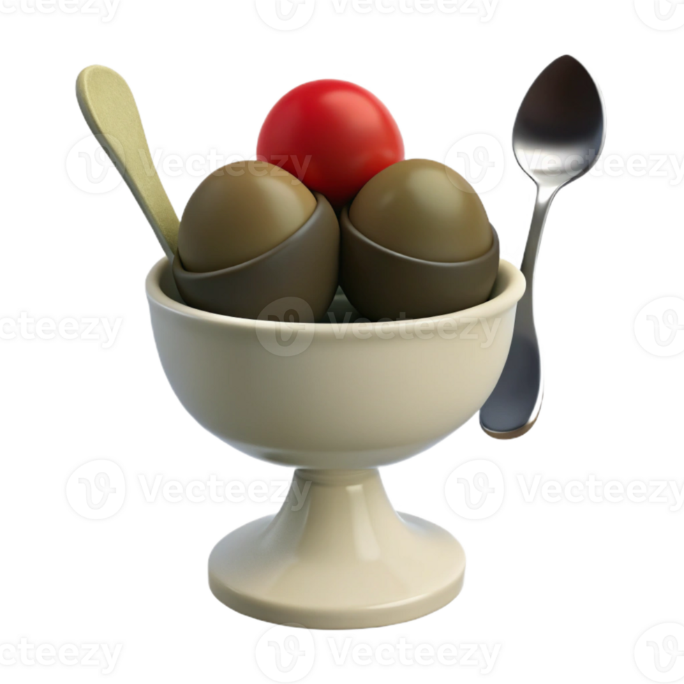 Ice Cream with Spoon in Bowl png