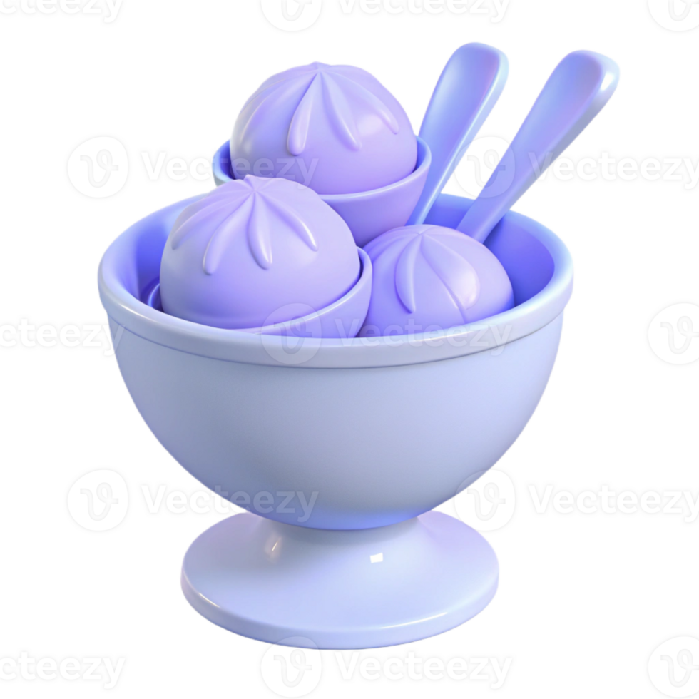 Purple Dessert in a Bowl with Spoons png