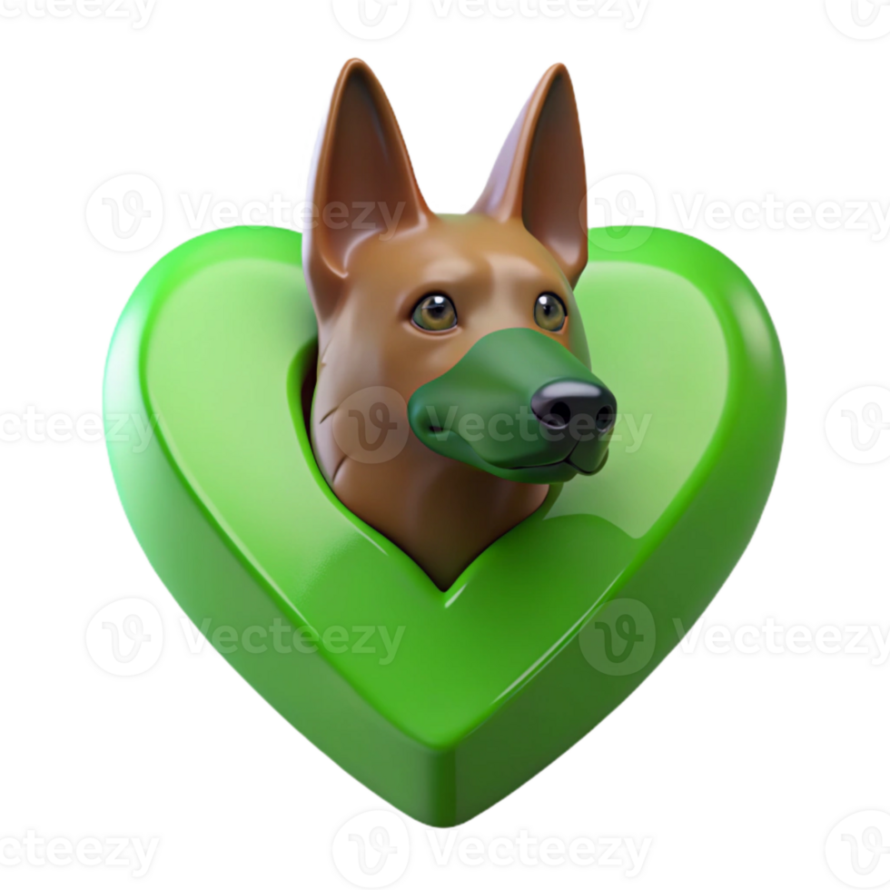 Dog Head in Green Heart png