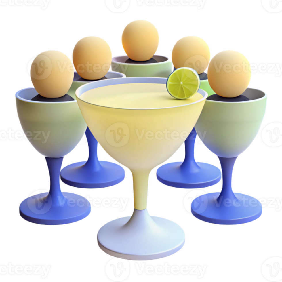 Surrounded by Empty Glasses, a Single Cocktail Stands Out with a Lime Wedge png