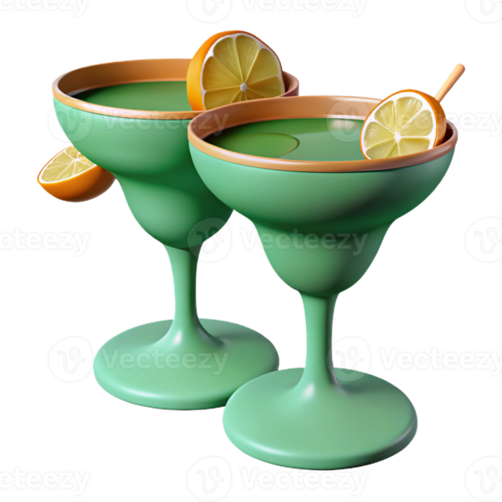 Two Green Cocktails with Lemon Wedges png