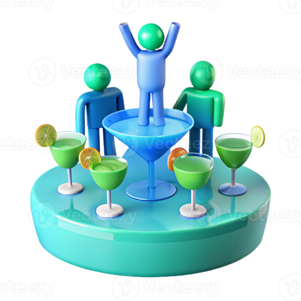 3D Rendering of a Party with Cocktails and Friends png