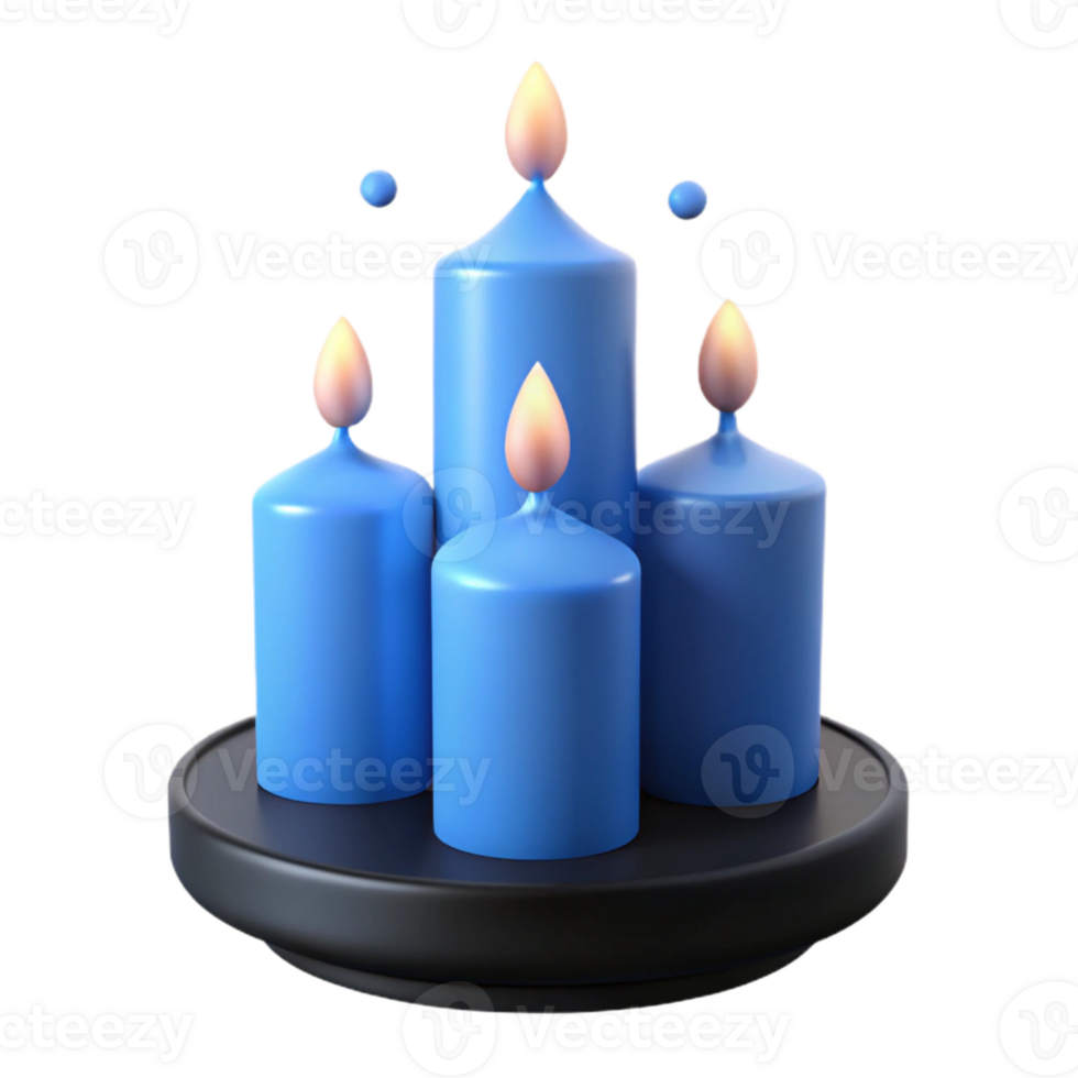 Blue Candles on a Black Stand png