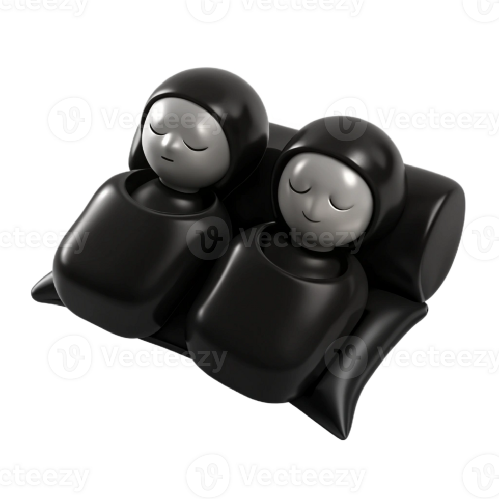 Two Cartoon Characters Sleeping Together on a Pillow png