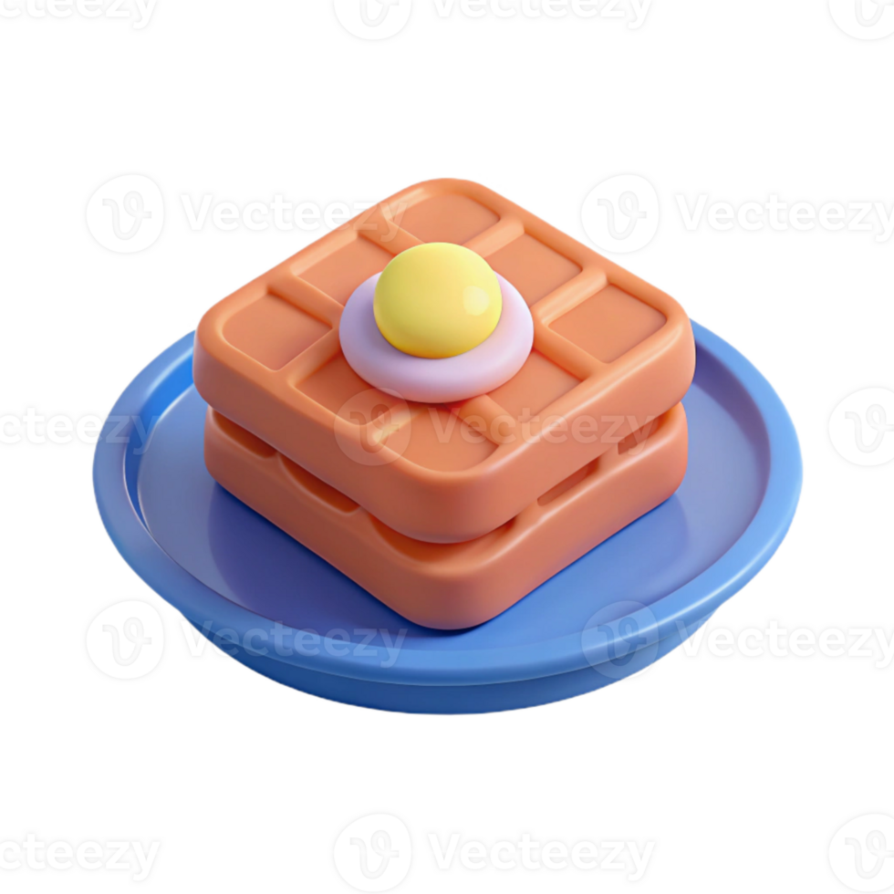3D Rendered Waffle with Egg png