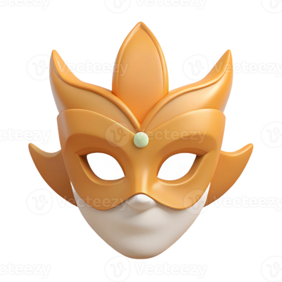 Orange and White Mask with Floral Design png