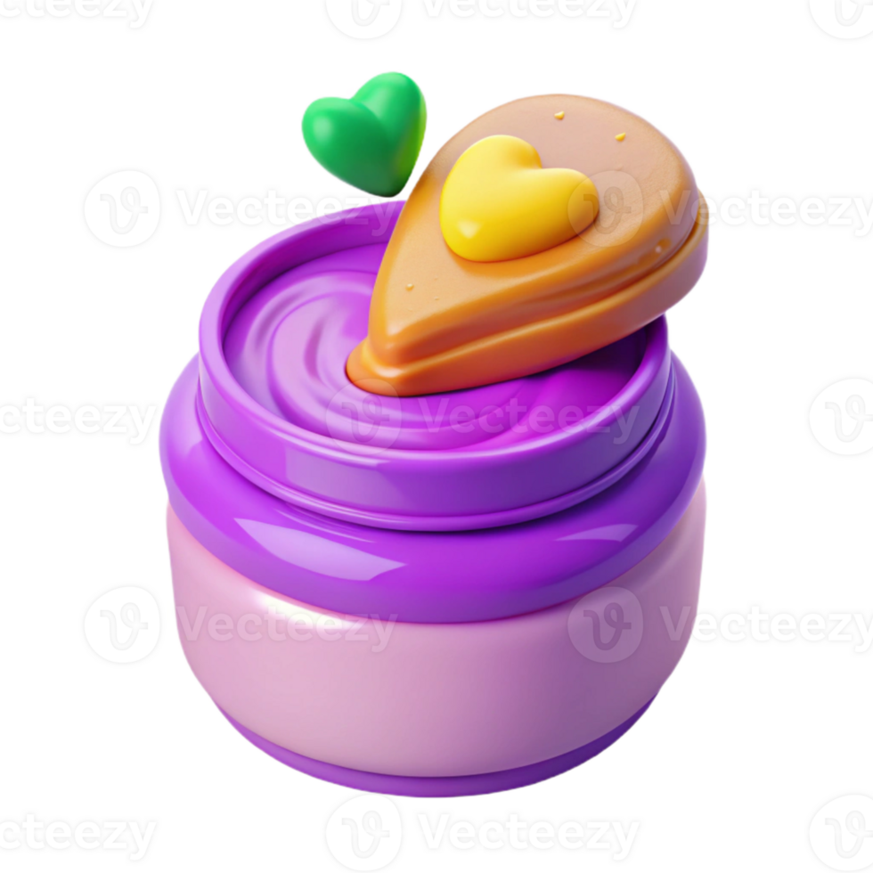 Purple and Orange Jar with Heart-Shaped Lid png