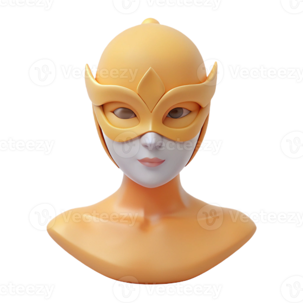 3D Render of a Masked Figure in Yellow png