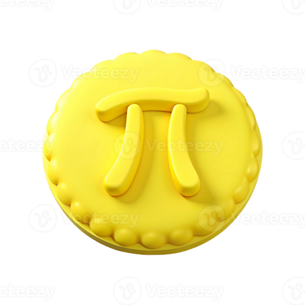 Yellow Pi Cookie 3D Render png