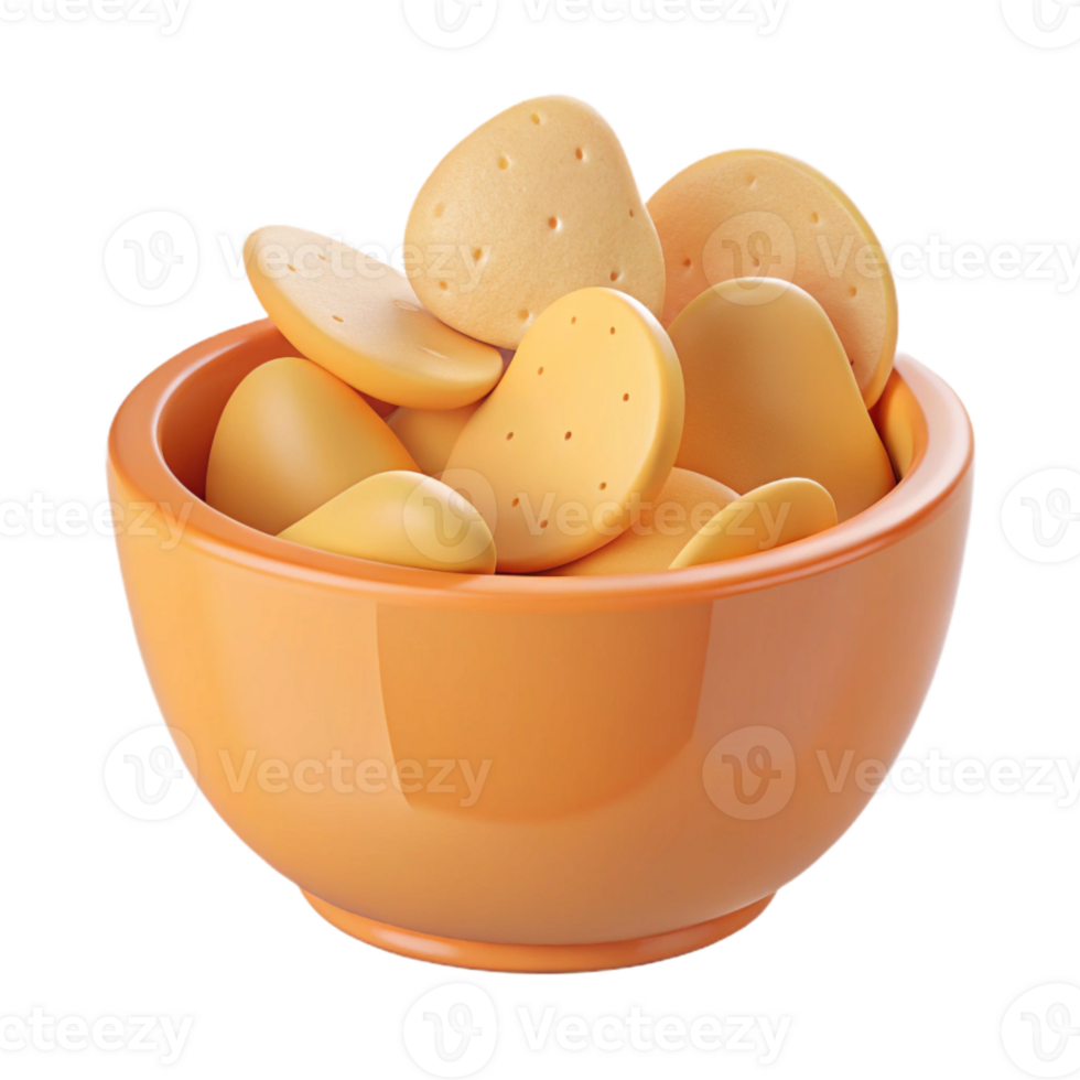 Bowl of Crispy, Golden Crackers png