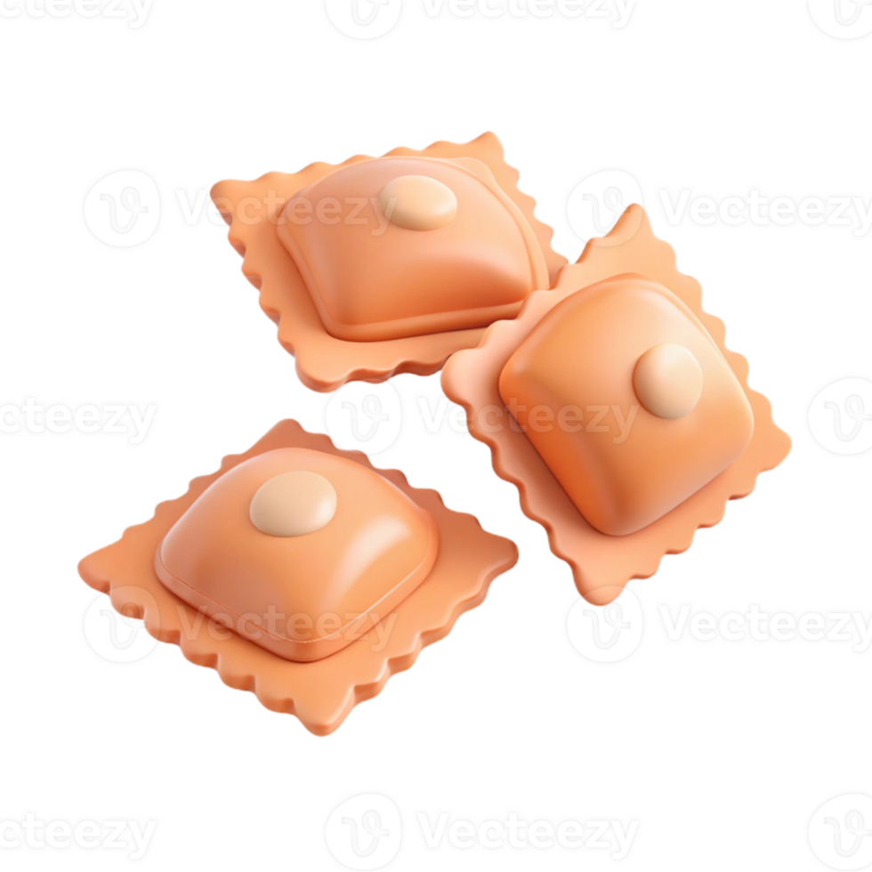 Three Delicious Ravioli with a Creamy Filling png