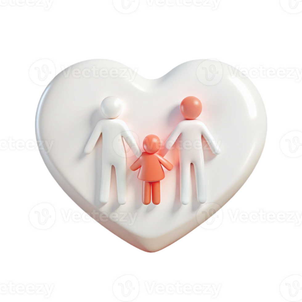 Family of Three Inside a Heart Shape png