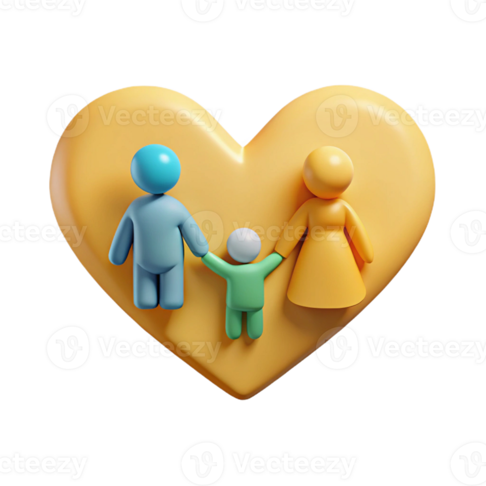 3D Render of a Family Holding Hands in a Heart Shape png