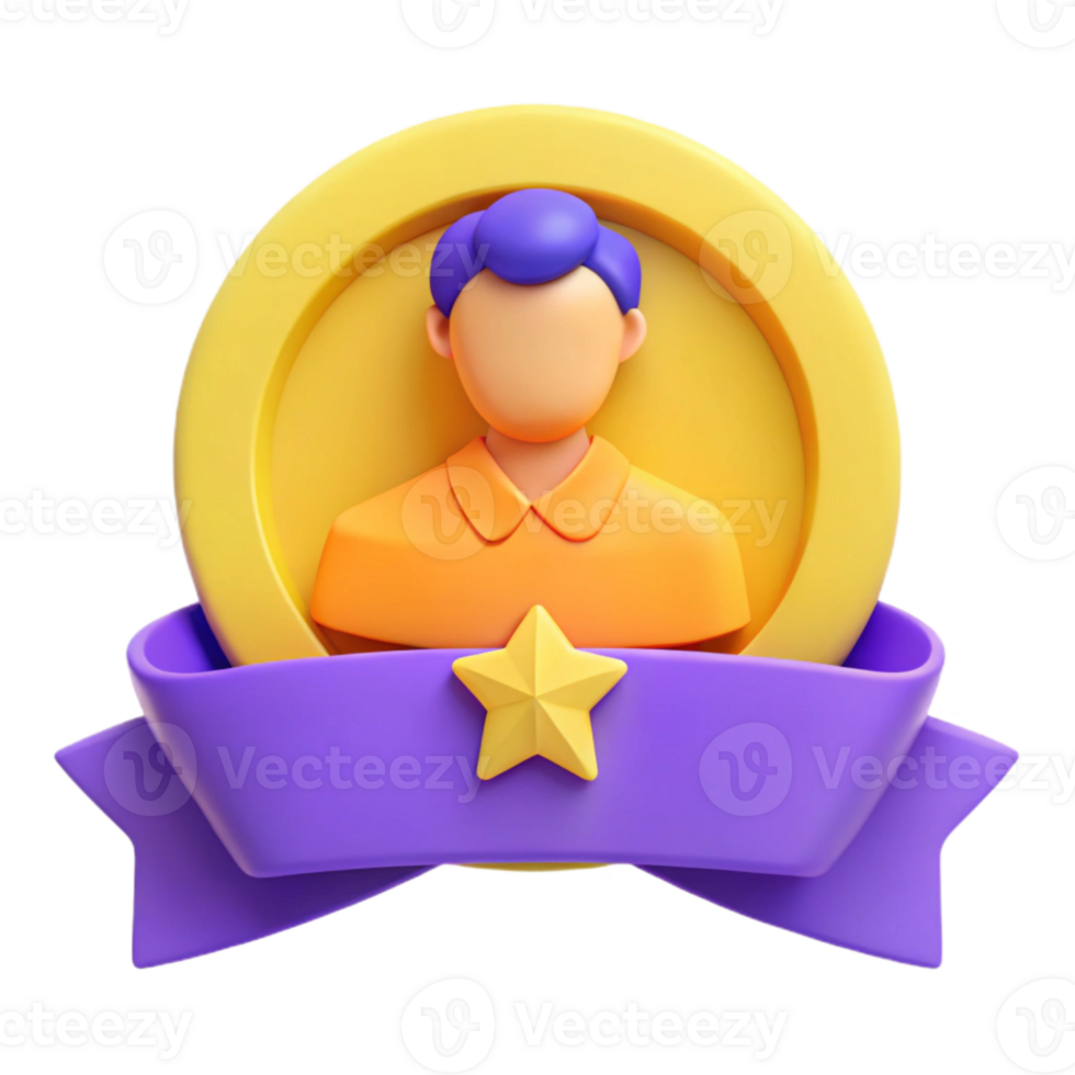 3D Render of an Award with a Star and a Profile Icon png