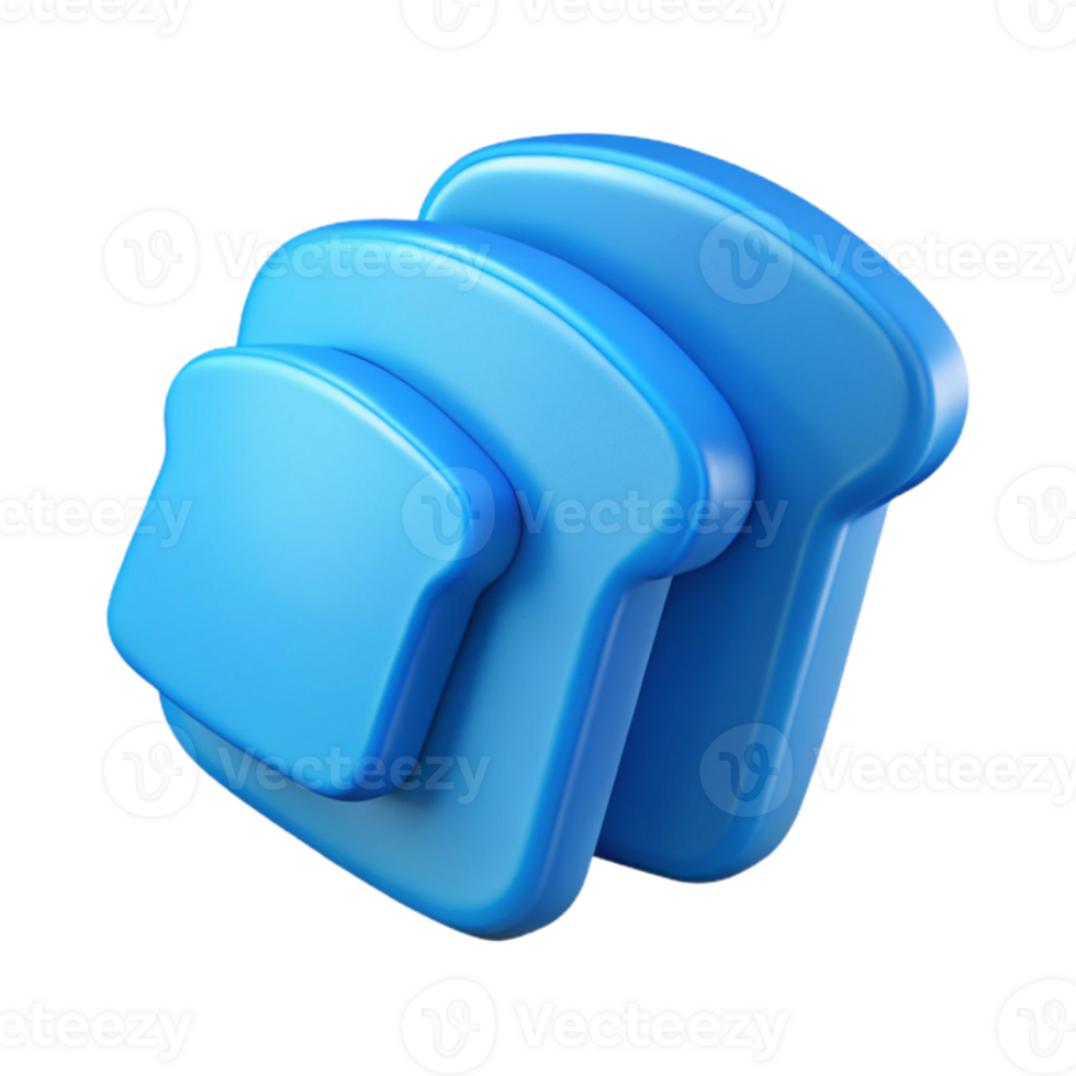 Blue 3D Bread Slices Icon png
