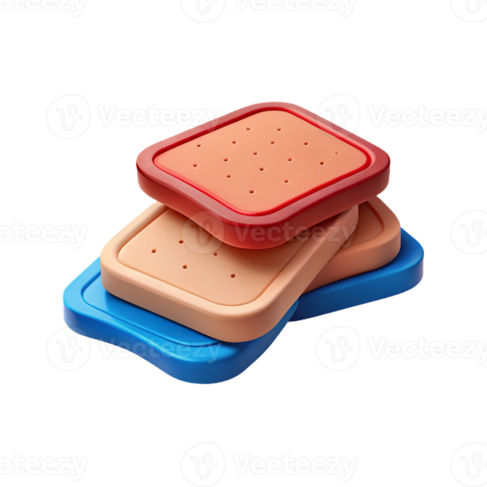 Stacked 3D Shapes in Red, Beige, and Blue png