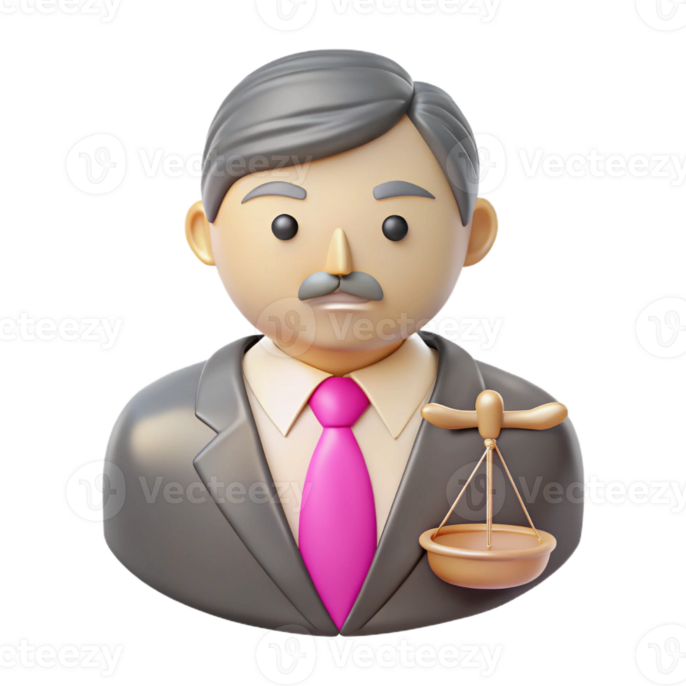 3D Illustration of a Lawyer with a Scale of Justice png