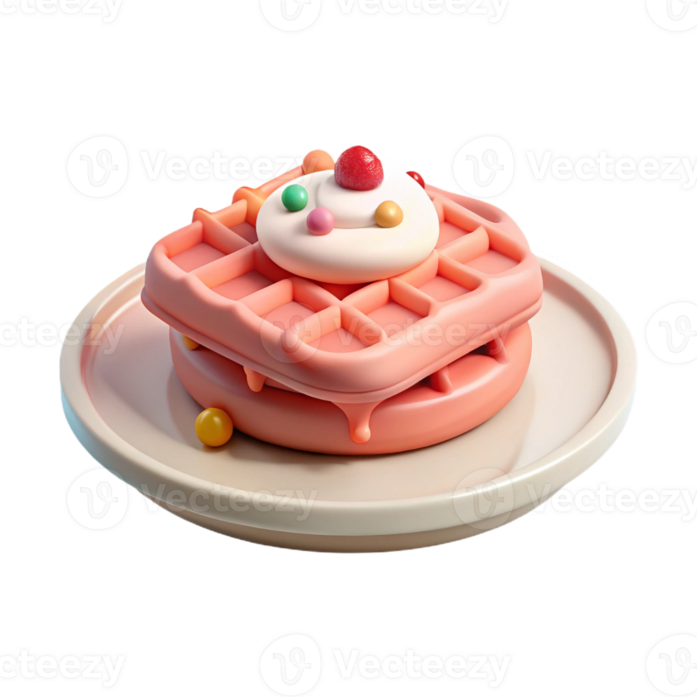Stack of Waffles with Whipped Cream and Sprinkles png