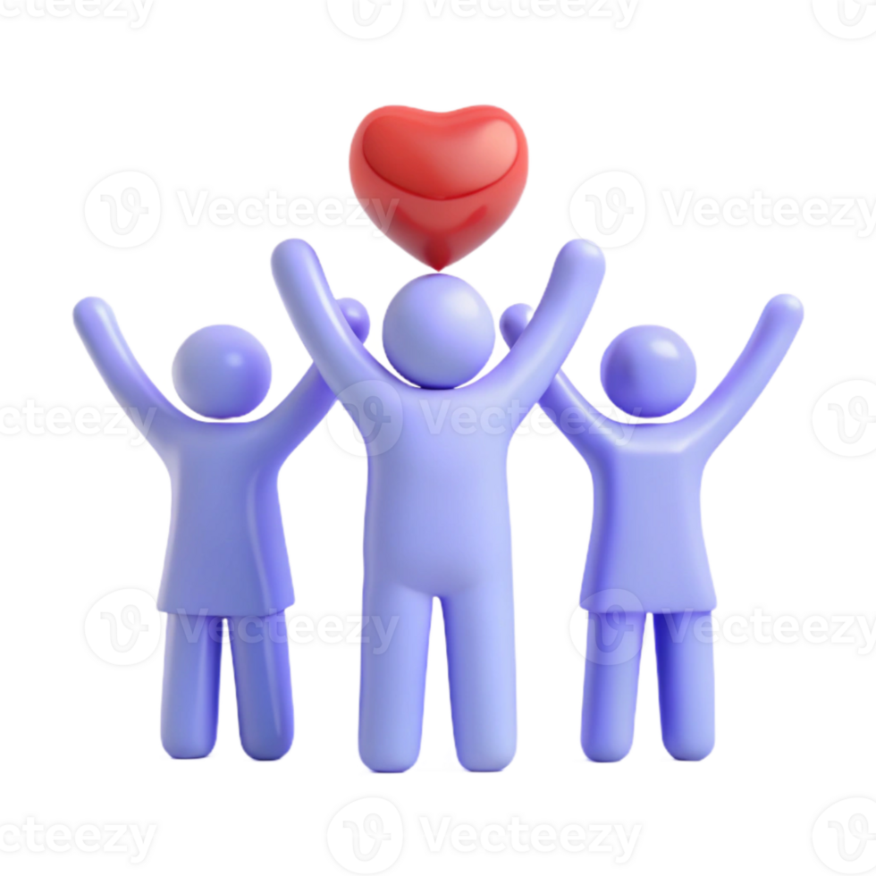 Three Stick Figures Rejoicing Together With Heart png