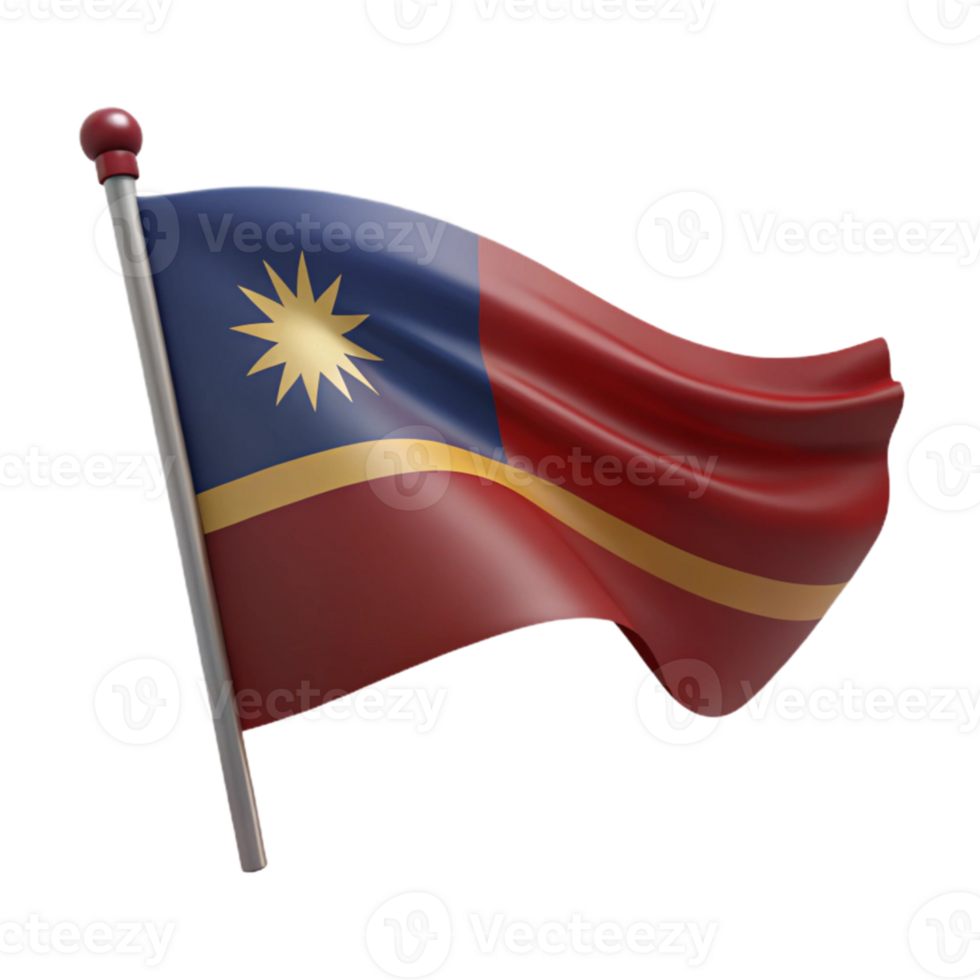 Waving Flag with a Red, Blue, and Gold Design png