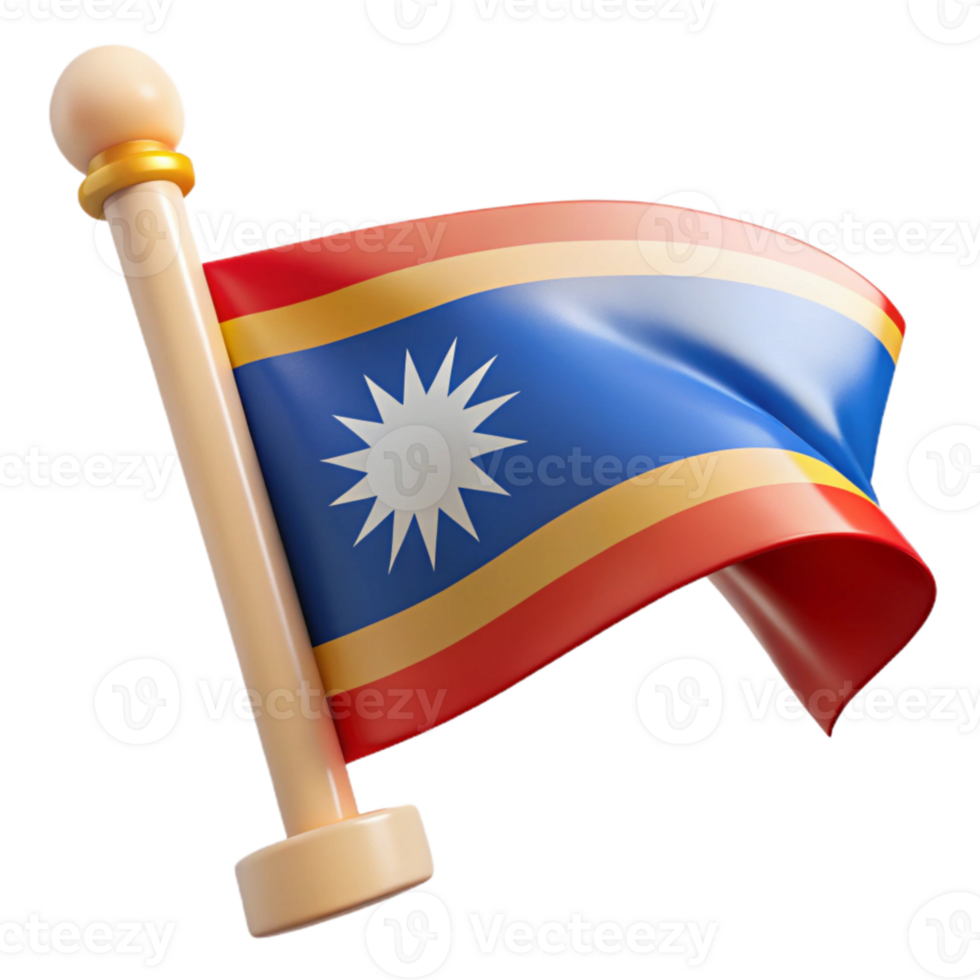 Waving Flag with White Star and Horizontal Stripes png