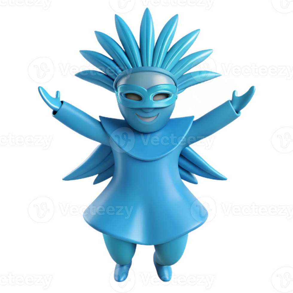 Blue Character with Mask and Feathers png