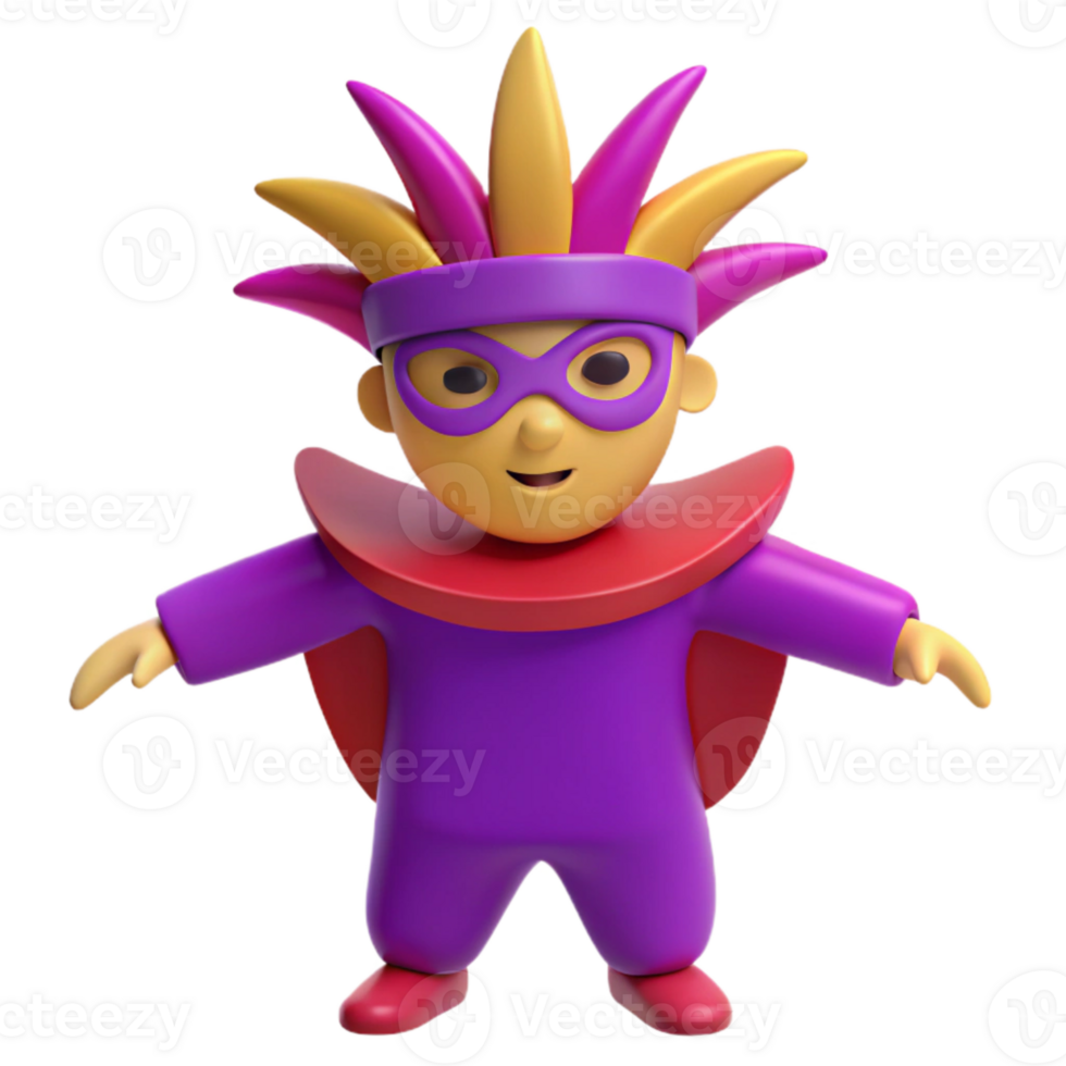 Purple and Red Superhero Character 3D Render png