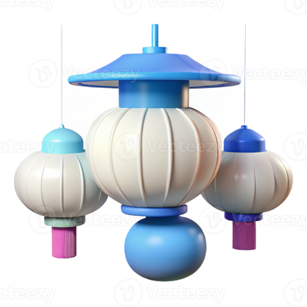 3D Rendered Blue and White Lantern Decoration png