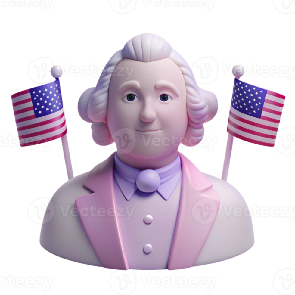 3D Render of a Patriotic Figure with American Flags png