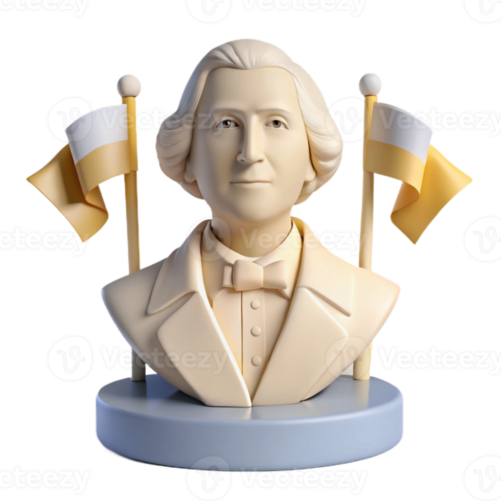 Bust Sculpture with Two Flags png