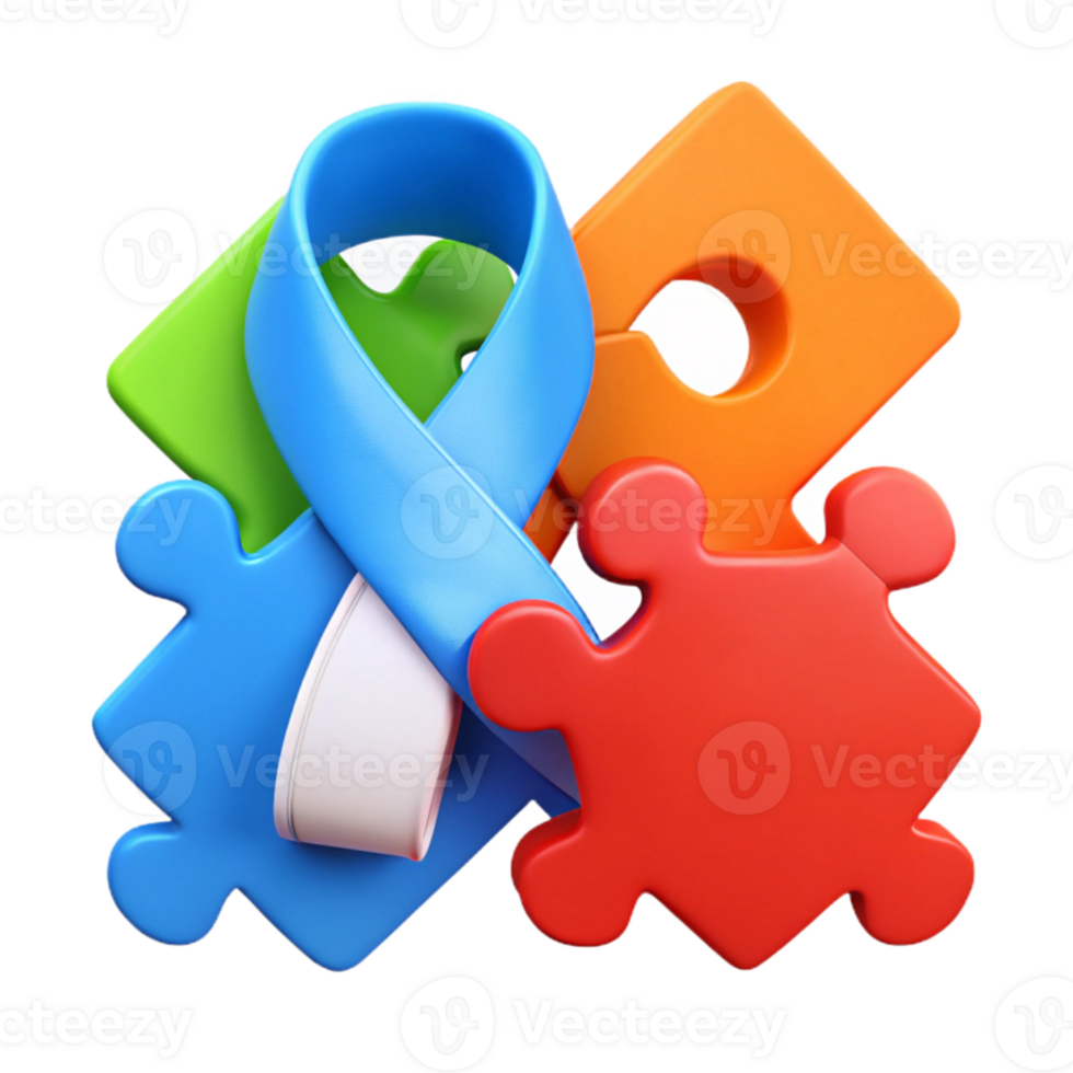 Colorful Puzzle Pieces and a Ribbon - Representing Unity and Togetherness png
