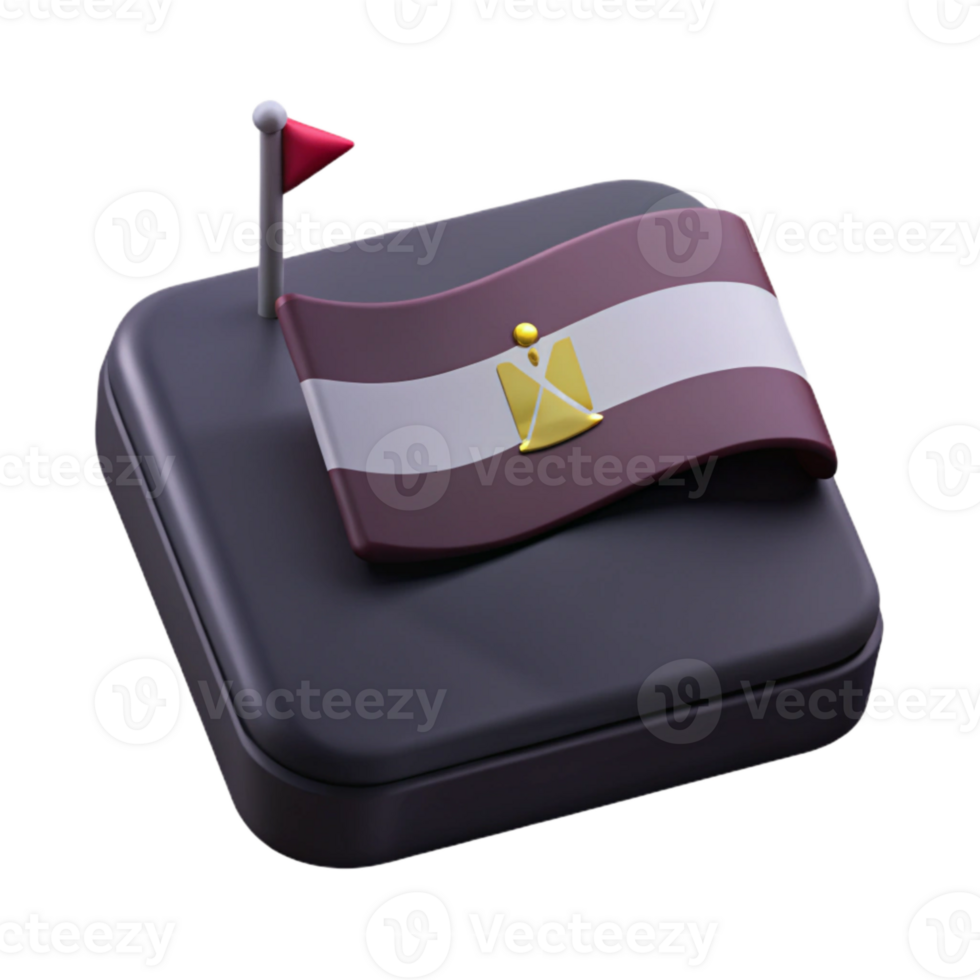 3D Flag Icon with a Gold Emblem on a Purple Square png