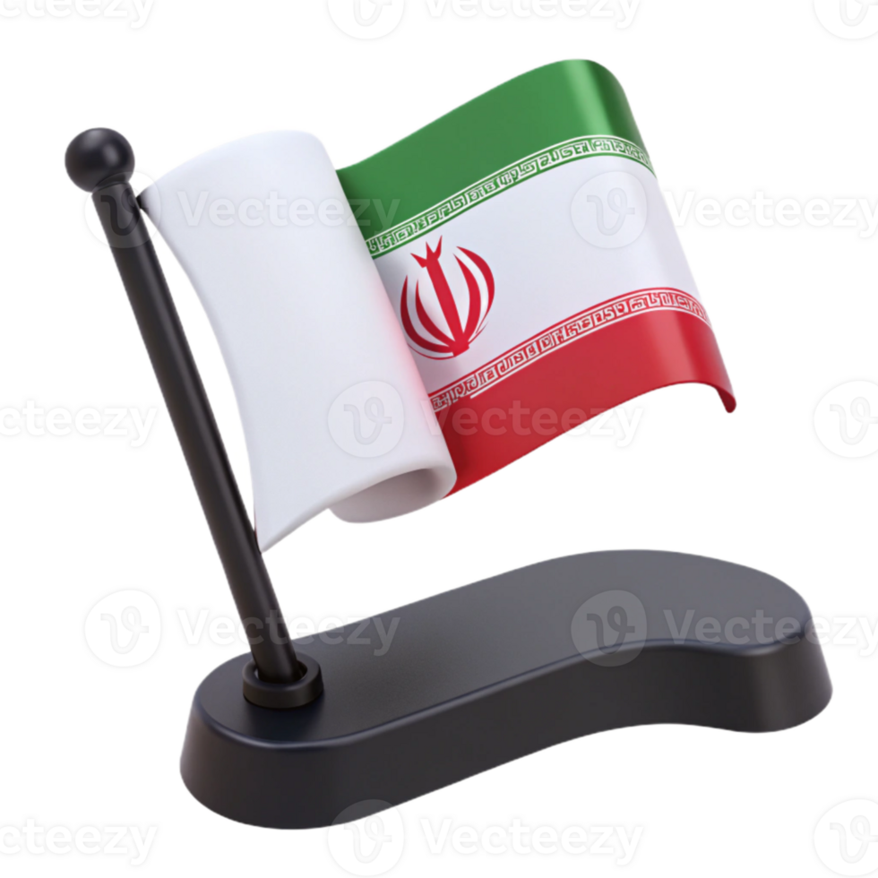 Waving Iranian Flag on a Desk Stand png