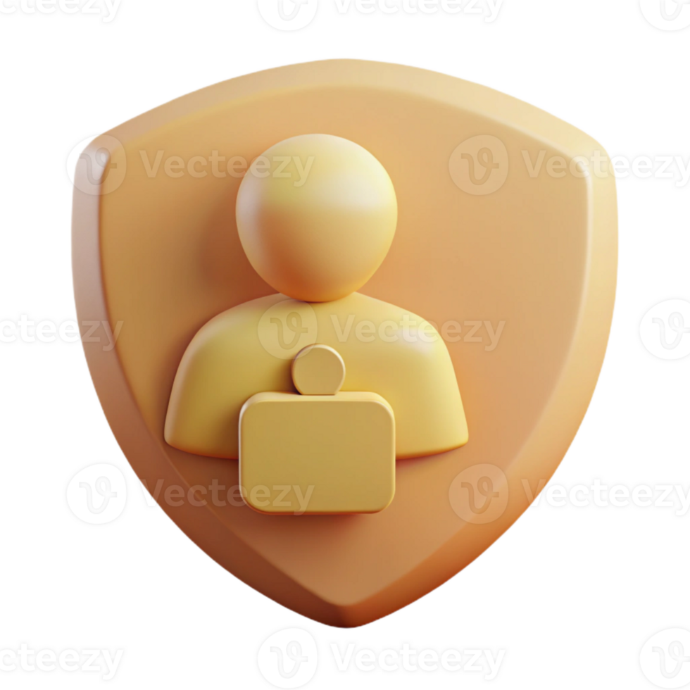 3D Render of a Shield with a Person Icon png