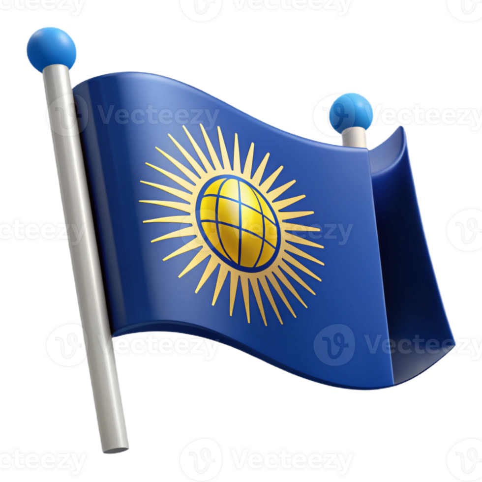 Waving Flag with Sun and Globe Symbol png