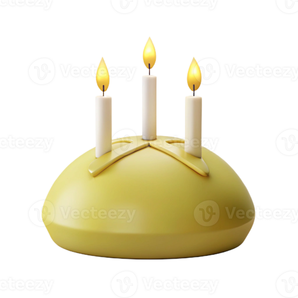 Three Candles on Yellow Base png