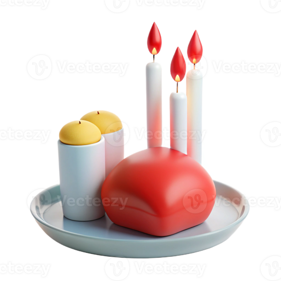 Candlelight Relaxation Set with Red Pillow and Tray png