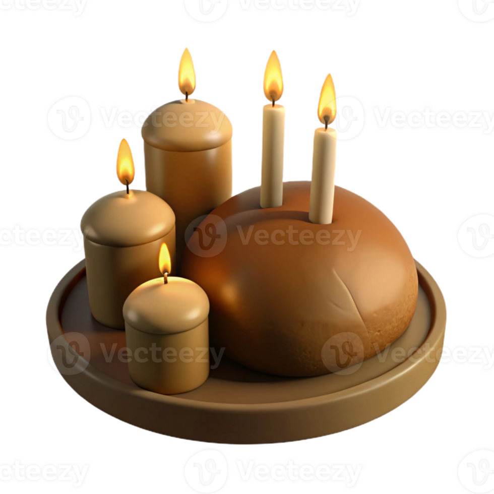 Candles on a Tray with Round Object png