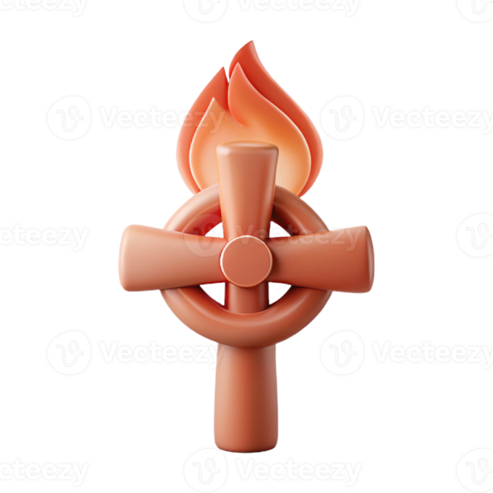 Flaming Celtic Cross 3D Render png