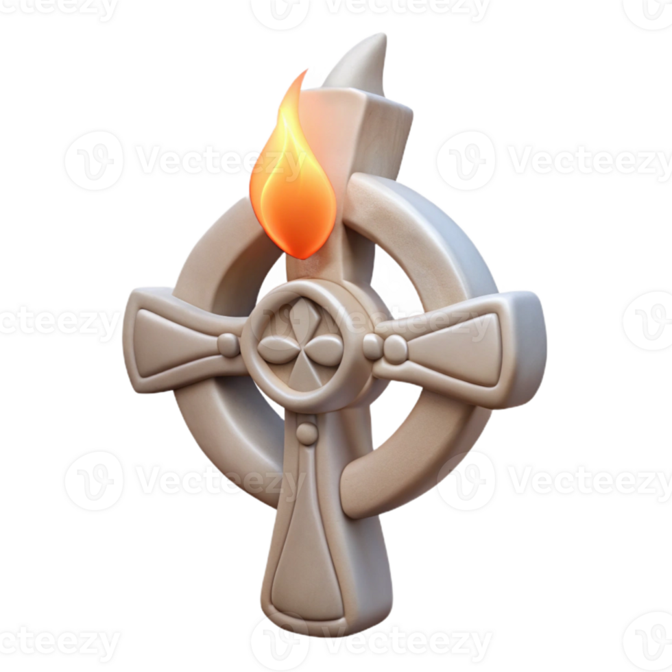 Celtic Cross with Flame png