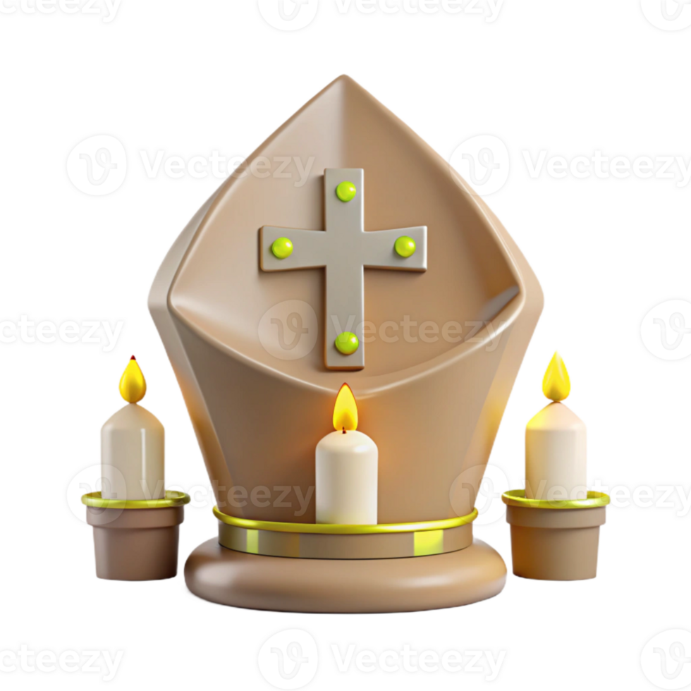 3D Render of a Religious Symbol with Lit Candles png