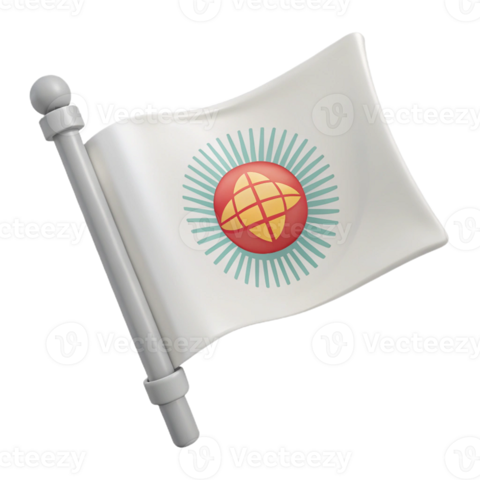 White Flag with Red and Yellow Circle Design png